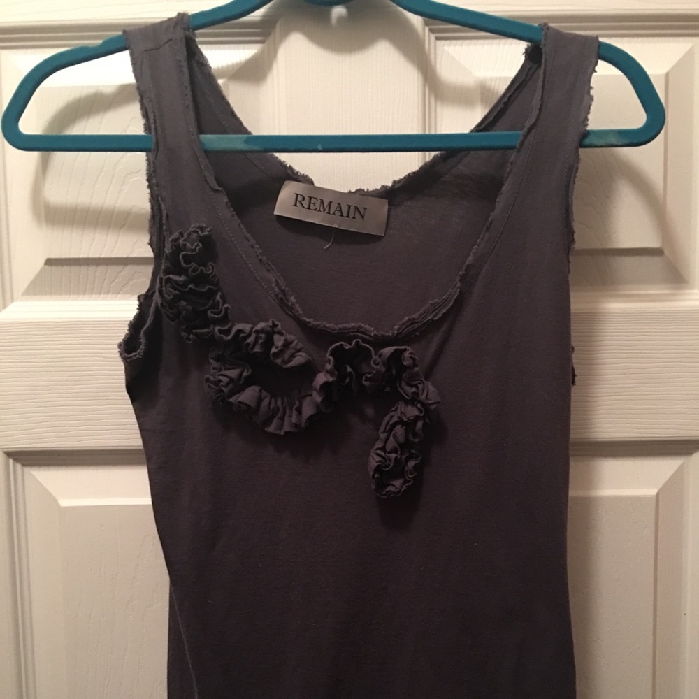 Medium grey tank top with floral detail